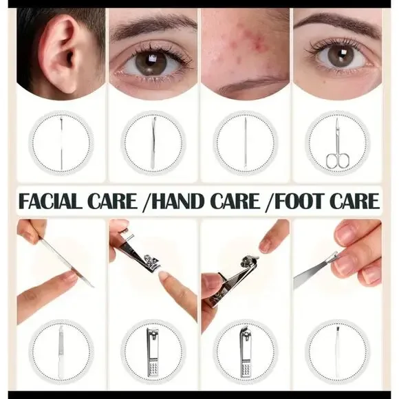 Nails Manicure Travel 8pc Mini Grooming Set Scissors Clippers Hard Case - Picture 6 of 6